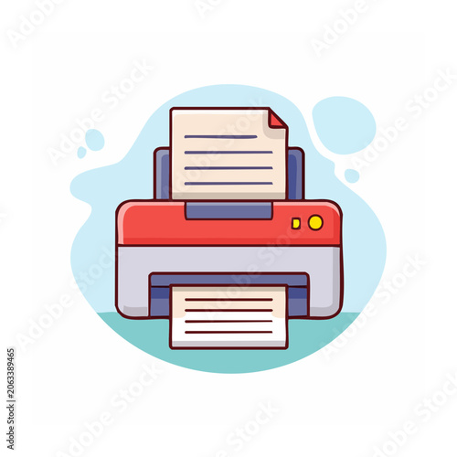 Flat design of server rack with blue and red units