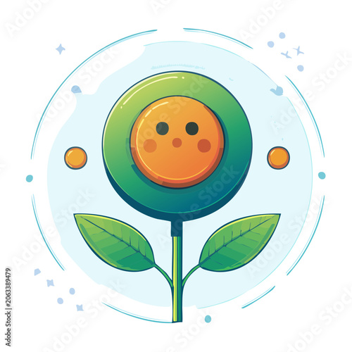 Flat design planet Earth with tree and satellite