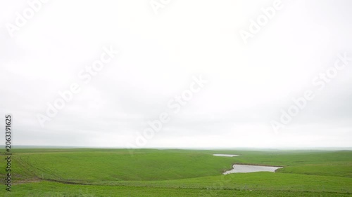 Flint Hills ponds on cloudy day