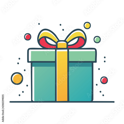 Flat design gift box with bow icon