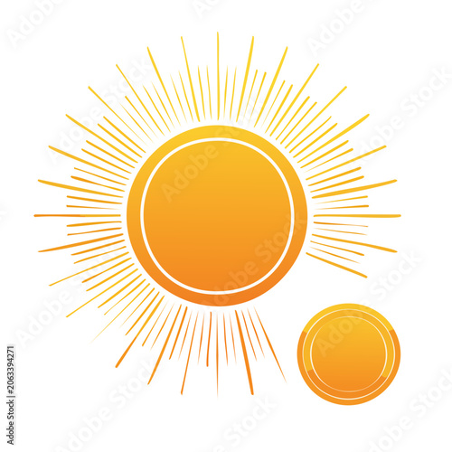 Flat design vector illustration of a sun with rays