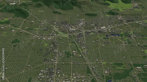 3D looped animation of city - Huntsville Alabama, USA