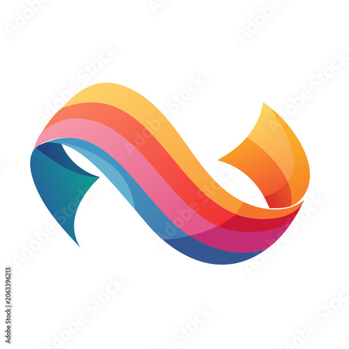 Colorful abstract ribbon wave vector design