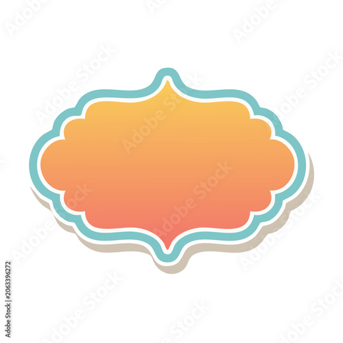 Colorful ornate decorative frame with scalloped edges