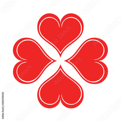 Red heart symbol flat design