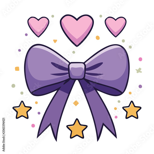 Purple butterfly with hearts and stars vector