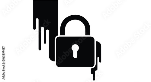 cybersecurity padlock with hacker silhouette background