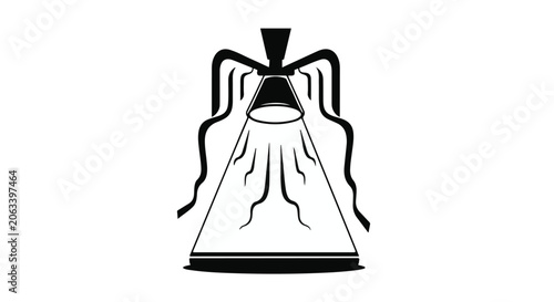 Black and white illustration of a lamp with tentacles