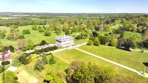 Kingston Lacy from a drone, House and Garden Estate, Wimborne Minster, Dorset, England, Europe
