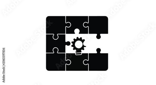puzzle piece with gear mechanism business concept