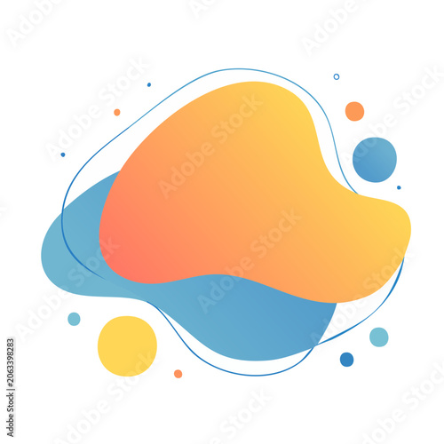 Colorful abstract blob shapes with dots on white background