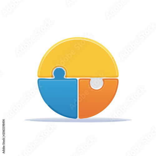 Colorful puzzle pieces forming a circle icon