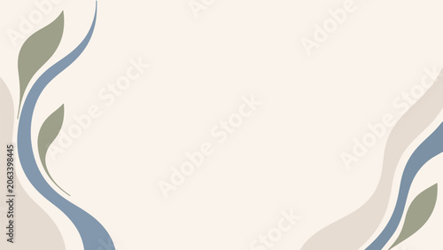 Bilde på lerret Abstract botanical blue sage ivory leaf wavy minimal background banner copy spac