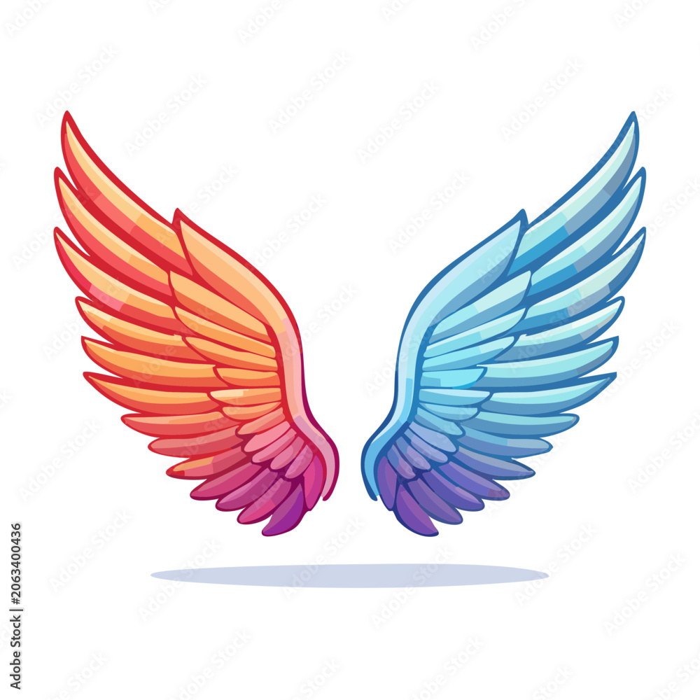 Fototapeta premium Colorful Angel Wings Illustration