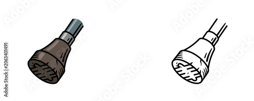 Fotografie Crutch tip illustrations in flat color and black line styles representing a medi
