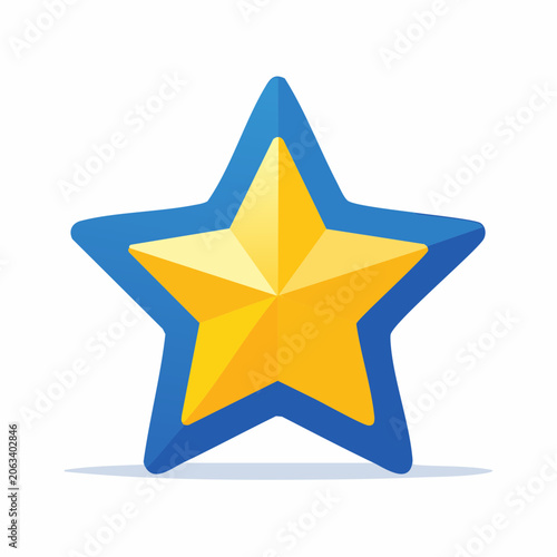 Golden Star with Blue Outline