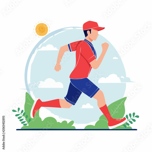 Man Running Outdoors in Athletic Wear