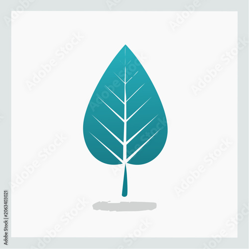 Stylized Teal Leaf Icon with Shadow