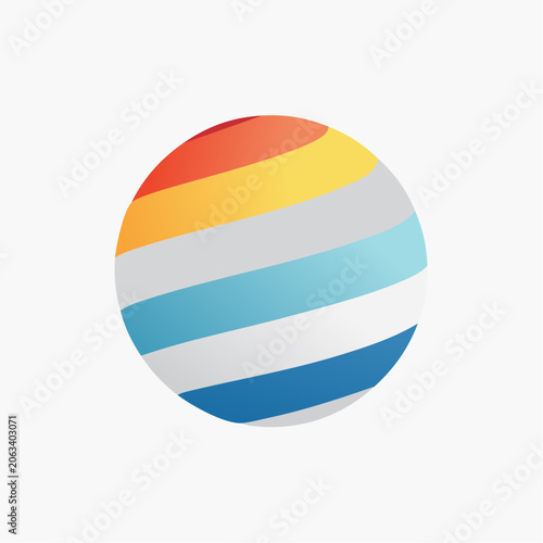Abstract Sphere with Colorful Stripes