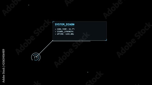 Futuristic UI Element with System Diagnostic Data Display