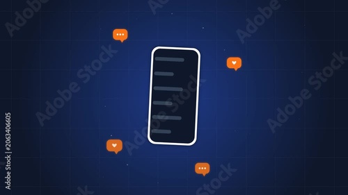 Smartphone with Social Media Notifications Animation