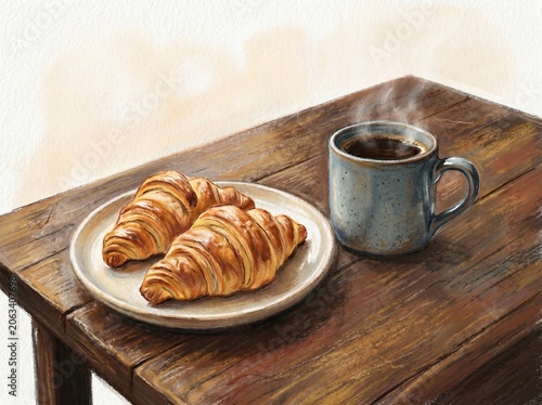cup of coffee and croissant