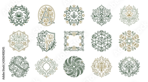 Fényképezés Collection of ornate mandala designs.
