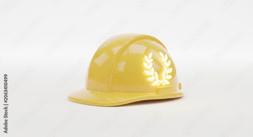 Fototapeta premium Yellow Construction Helmet with Laurel Wreath