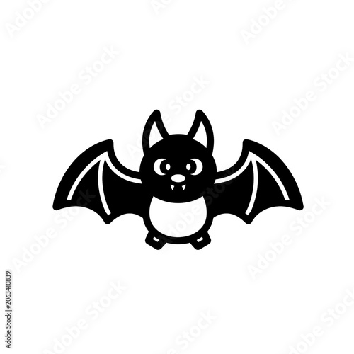 Black silhouette of a bat with wings spread.