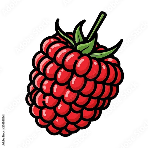 Vibrant red pomegranate with green leaves isolated.