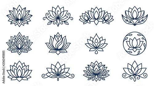 Foto Lotus Flower Line Art Designs.