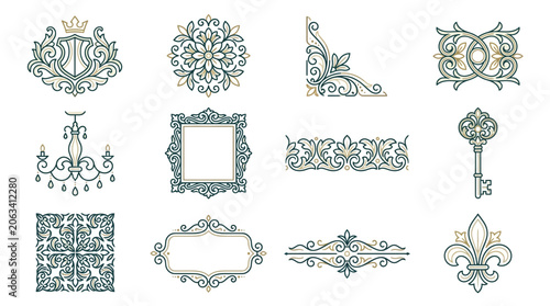 Vászonkép Ornate Decorative Design Elements Collection.
