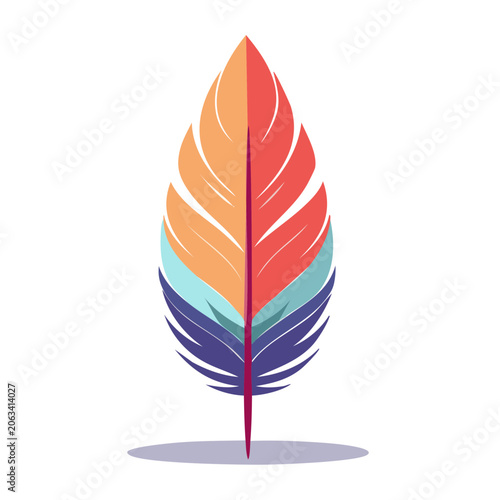 Colorful Feather Illustration in Flat Design