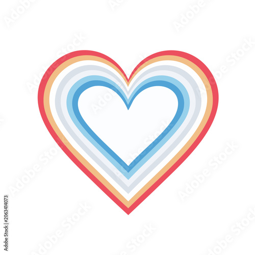 Colorful layered heart shape vector icon