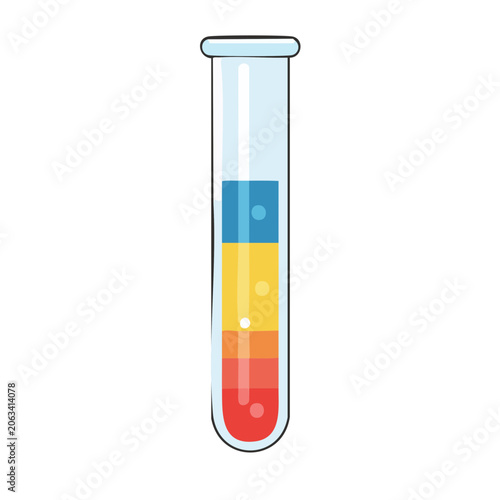 Colorful layered liquid in a test tube illustration