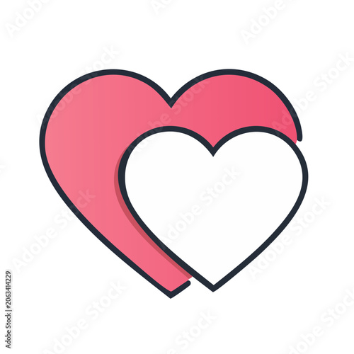 Red heart symbol flat design vector