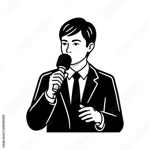 Businessman in suit with crossed arms silhouette.