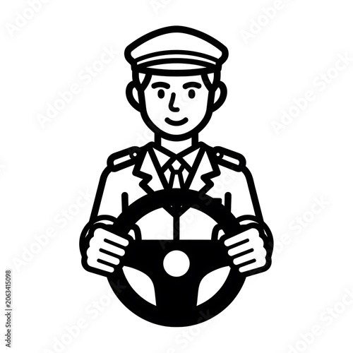 Black and white cartoon police officer illustration.