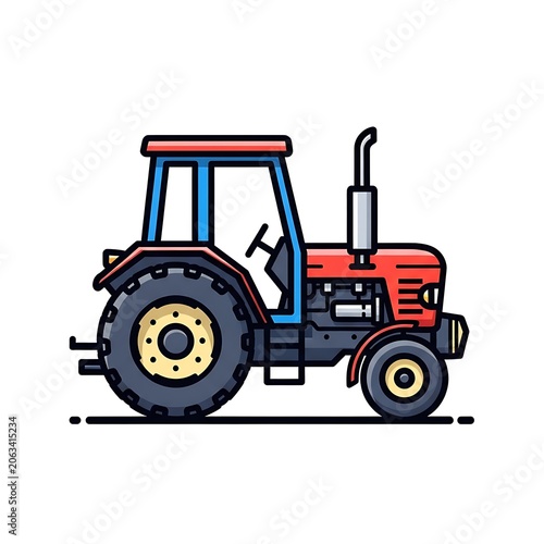 Red and blue off-road utility vehicle on white background.