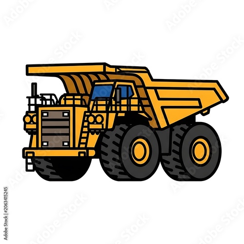Yellow construction loader vehicle front view.