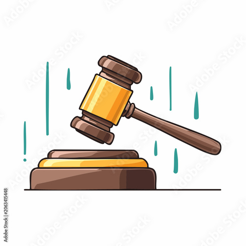 Gavel striking a sounding block, representing justice and law