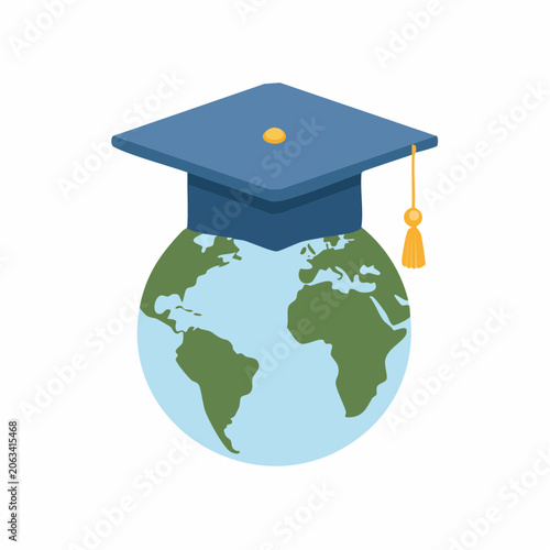 Graduation Cap on Earth Globe
