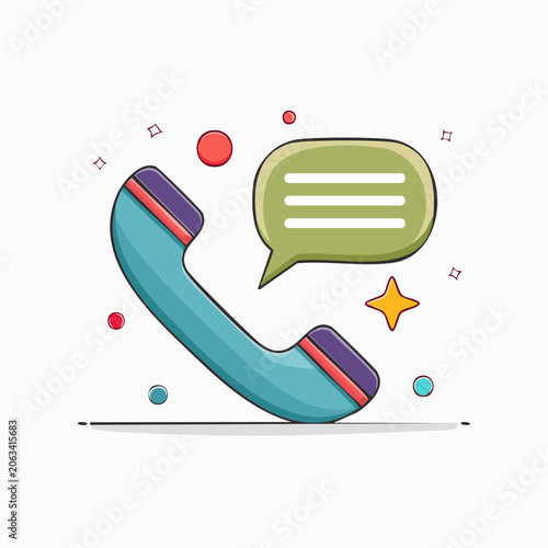 Telephone Handset with Speech Bubble Icon