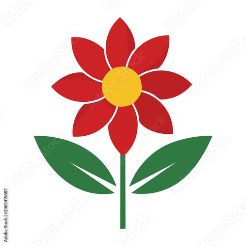 Red and yellow tulip vector illustration