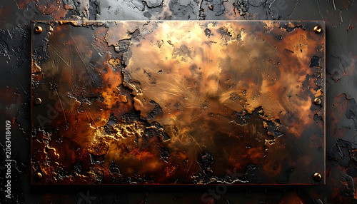 Distressed rusted metal plate with dark industrial texture and worn weathered surface