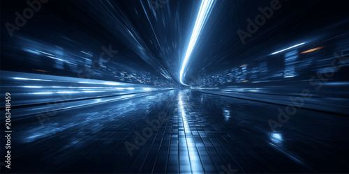 Konstfotografi Night City Highway with Fast Light Trails and Motion Traffic Background