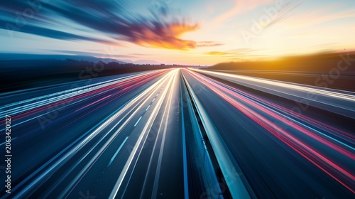 Blurred highway motion background, speed concept.