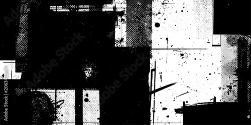 Schilderij op canvas Grunge black wall texture background with vintage paint splatter and dirty ink d