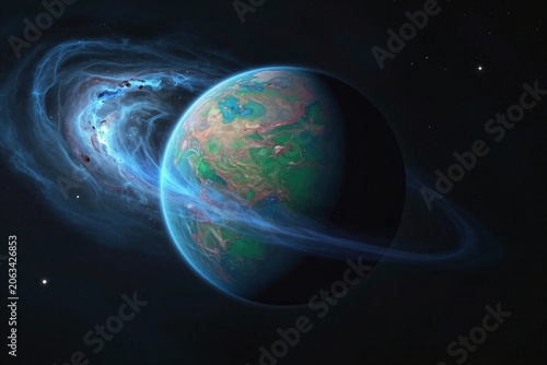An artist's impression of a planet in space