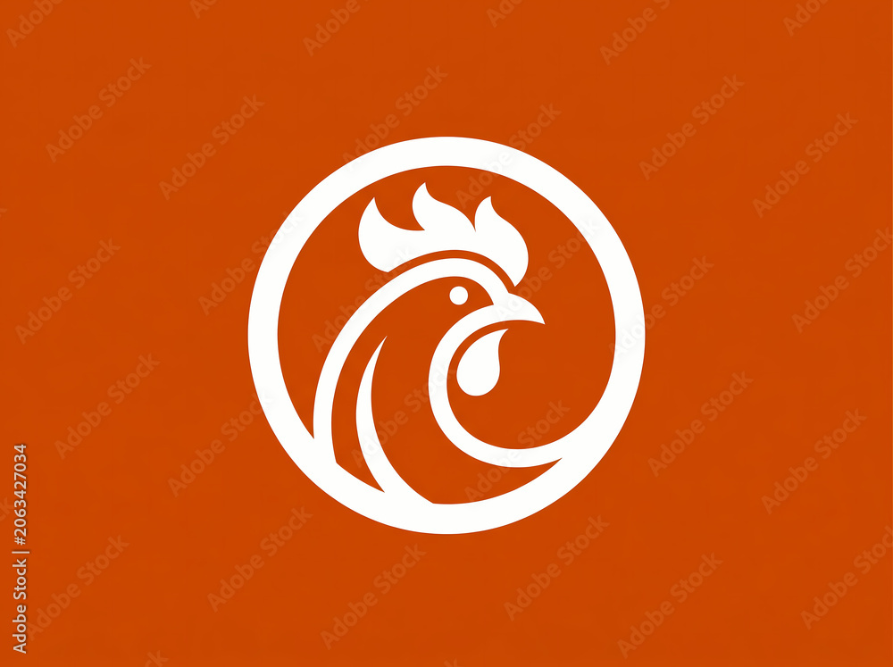 Obraz premium Modern Chicken Head Logo Icon Design Orange Background.